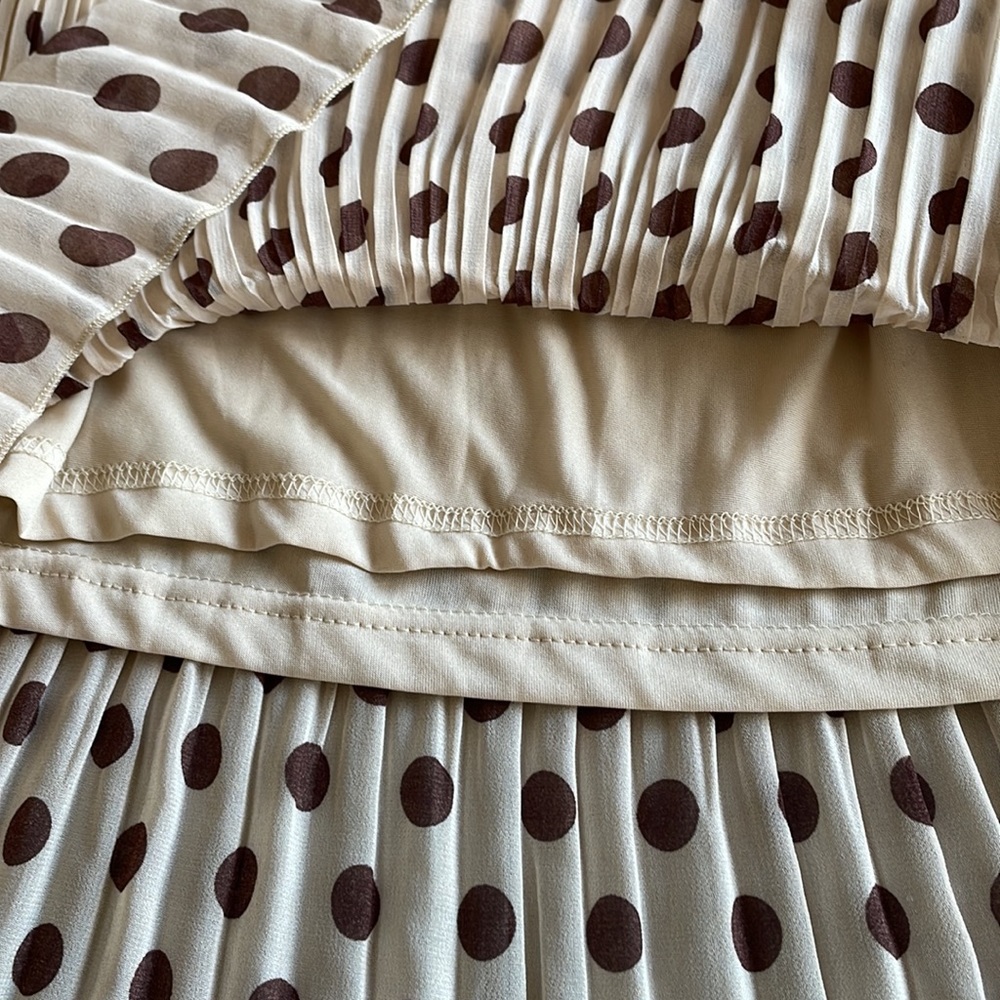 NWT Forever 21 sleeveless knee length dress Size S/P polka dot taupe brown - Picture 6 of 12